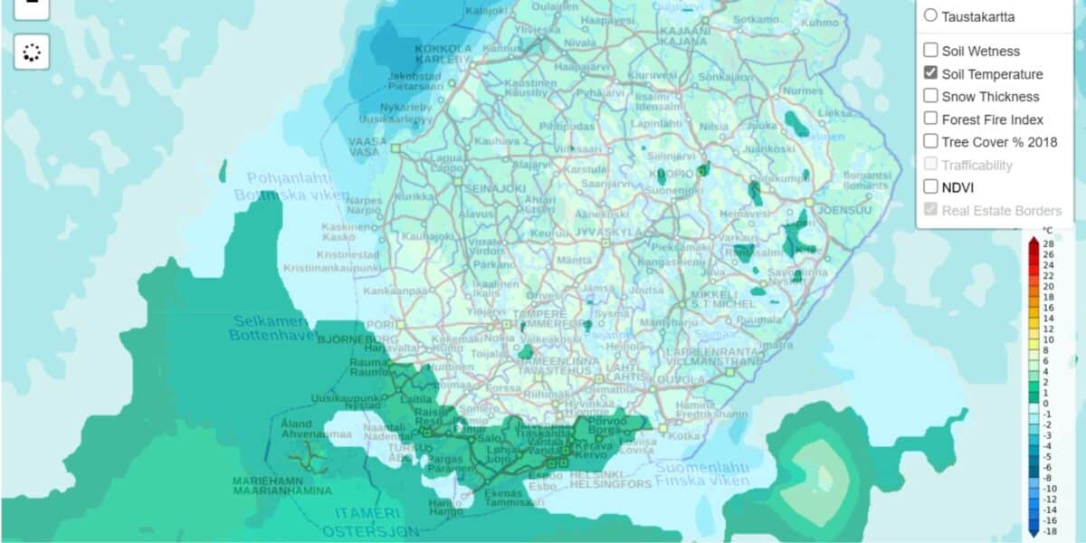 Kuvakaappaus Harvester Seasons karttapalvelusta